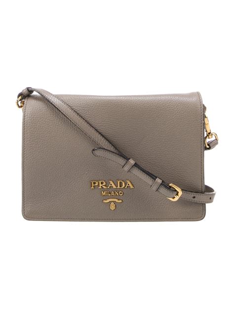 Prada Vitello Phenix Crossbody Bag - Grey Crossbody Bags, Handbags ...