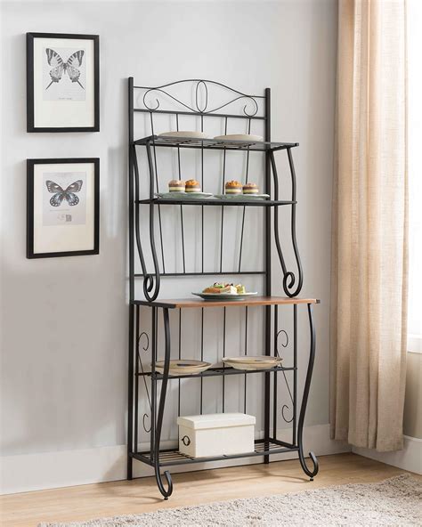 Amazon.com - RAAMZO 5-tier Black Metal Cappuccino Finish Shelf Kitchen ...