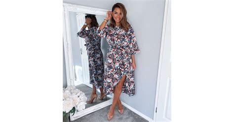 AX Paris Navy Floral Tie Front Midi Wrap Dress | New Look