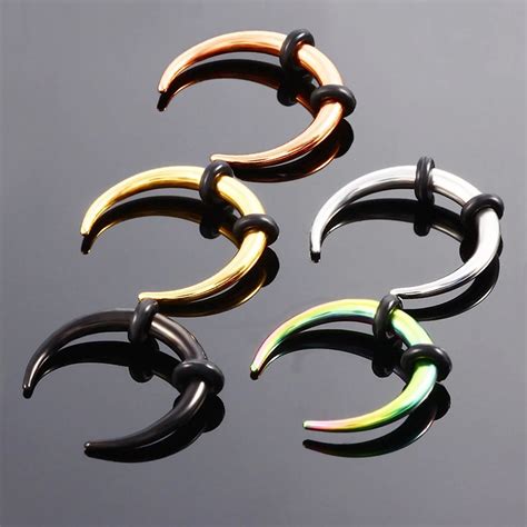 Vriua C-type Stainless Steel Horns Septumb Clicker Piercing Nostril ...