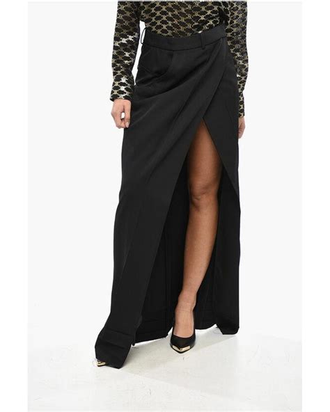 Balenciaga Wool Long Skirt With Wrap Design in Black | Lyst UK