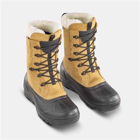 Men’s warm and waterproof snow hiking boots, NH900 - Yellow leather ...