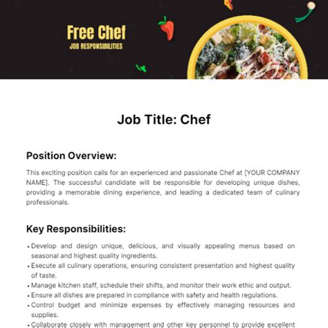 Chef Job Description And Responsibilities at Debra Masters blog