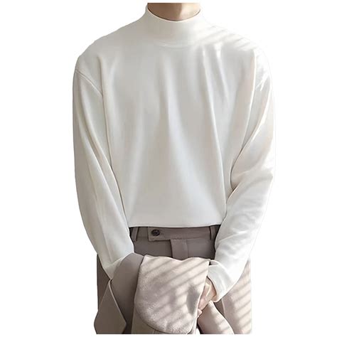 Men's Mock Turtleneck Long Sleeve T Shirts Basic Casual Knitted Half ...