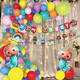 54 Pcs- Cocomelon Theme 1/2 Birthday Combo, Birthday Decoration ...