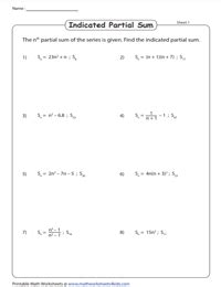 Image result for Parts Partial Sum Formula