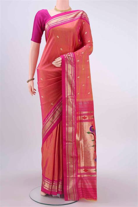 Brick Orange Paithani Silk Saree – Nalli Silk Sarees Pvt Ltd