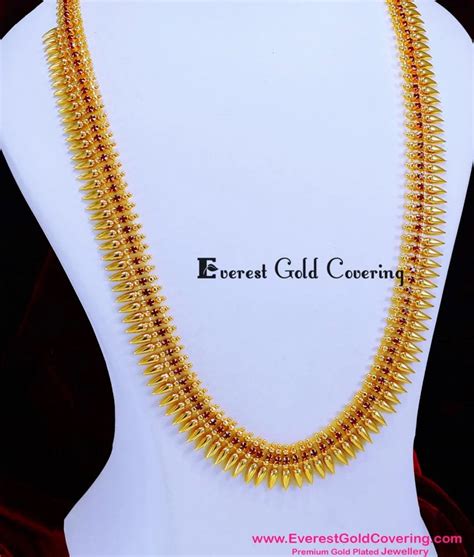 Buy Gold Pattern Kerala Ruby Stone Long Mullai Mottu Haram