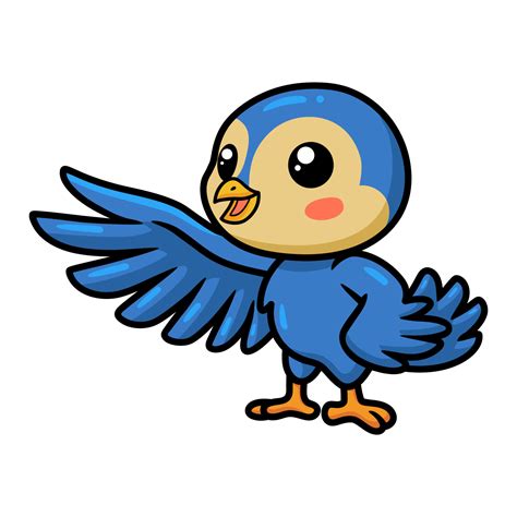 Cute little blue bird cartoon waving hand 11953915 Vector Art at Vecteezy