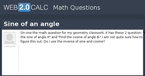 View question - Sine of an angle