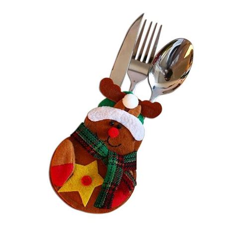 4pcs Christmas Fork Bags Santa Claus Snowman Elk Bear Tableware ...