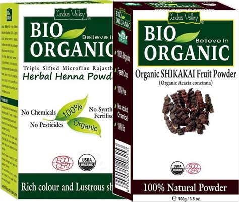 Indus Valley Bio Organic Herbal Henna Powder and Pure Shikakai Powder ...