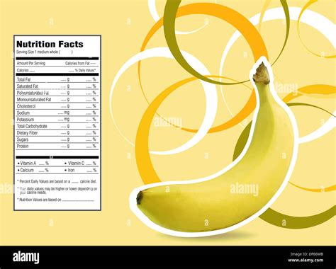 Creative Design for Banana with Nutrition facts label Stock Photo ...