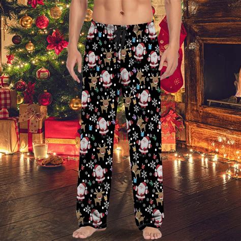 Mens Christmas Pajama Pants Funny Xmas Print Pj Bottoms Comfy ...