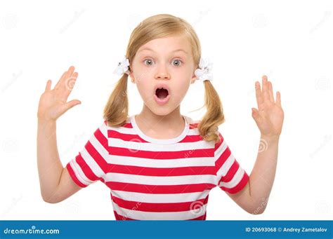 Surprised Girl with Hands Up Stock Photo - Image of portrait, camera ...