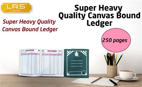 LRS Ledger Super Heavy Quality Canvas Bound - 110 GSM Thick High Bright ...