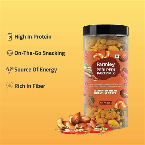 Farmley Peri Peri Party Mix 500 g Healthy Snacks Mixture of Dry Fruits ...