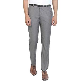 Buy Zee Gold Men's Grey Regular Straight Relaxed Fit Formal Trousers ...