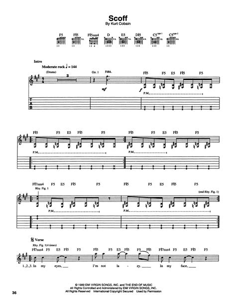 Scoff by Nirvana - Guitar Tab - Guitar Instructor