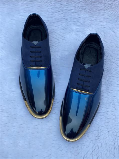 Mens Shiny Wear Premium Design High Quality Faux Leather Oxford Formal ...