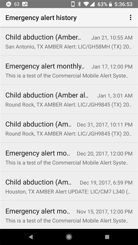 notifications - How to recall or review WEA Alerts e.g. Amber Alerts ...