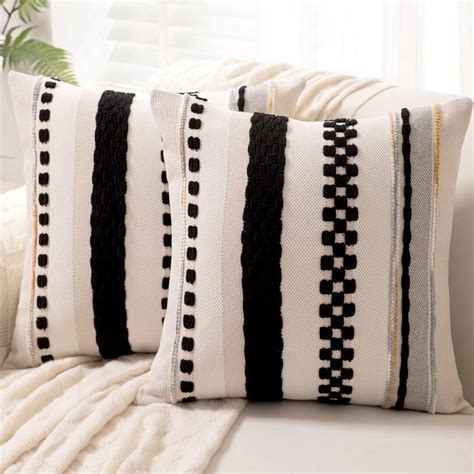 Amazon.com: NAIMDECOR Boho Throw Pillows Black and Cream Throw Pillow ...