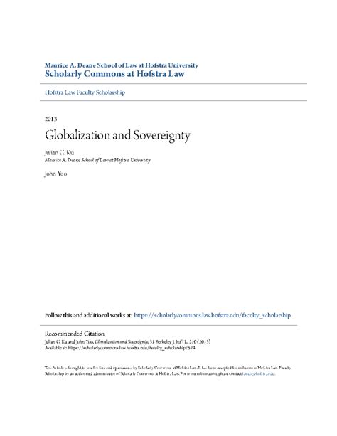 Globalization and Sovereignty - Maurice A. Deane School of Law at ...