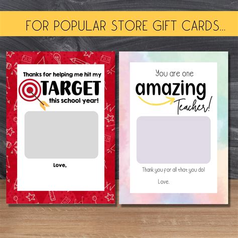 PRINTABLE Teacher Appreciation Gift Card Holder Template Bundle - Perfect for Thanking Educators ...