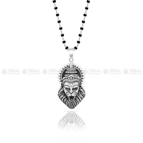 925 Sterling silver Lord Vishnu avatar Narsimha pendant with Black and ...
