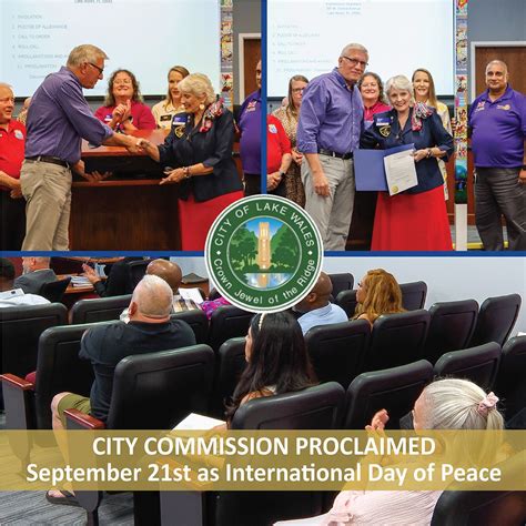 The City of Lake Wales proclaimed September 21st as the International Day of Peace. Rotary ...