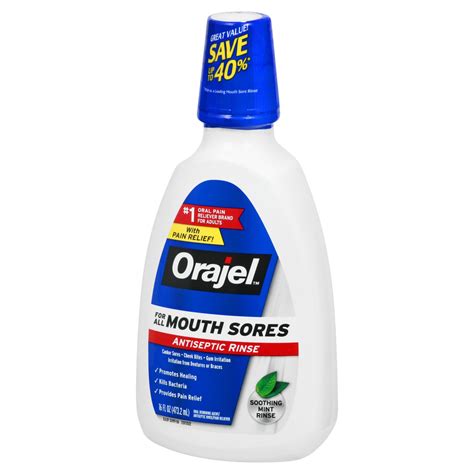 Orajel Antiseptic Mouth Sore Rinse, For Canker Sores & Gum Irritation ...