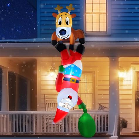 Amazon.com: 8 Ft Christmas Inflatables Reindeer and Climbing Santa ...