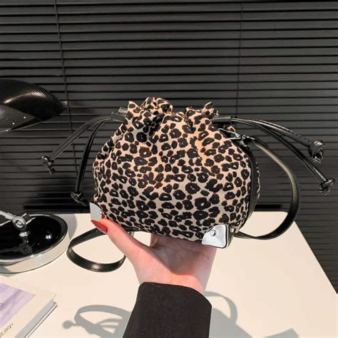 Image result for Leopard Print Drawstring Flannel Bag