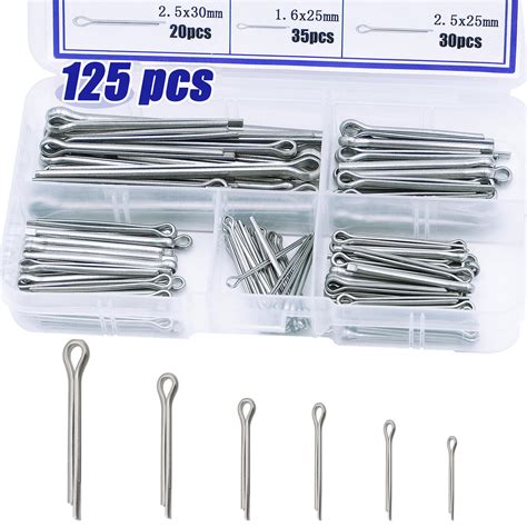 Uillcuet 125pcs Cotter Pin Assortment Kit, 6 Sizes 304 Stainless Steel ...