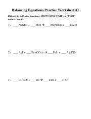 Image result for Balancing Equations Practice Questions