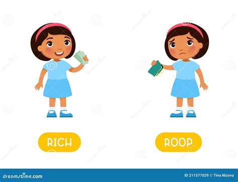 RICH and POOR Antonyms Word Card, Opposites Concept. Flashcard for ...