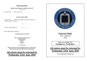 Fillable Online Rally Entry form 2010 - Scottish Austin Seven Club Fax ...