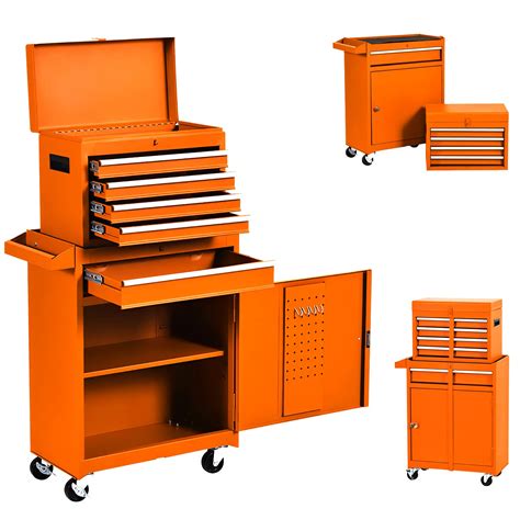 Buy Rolling Tool Box Tool Chest with 5 Sliding Drawers, 2 in 1 ...
