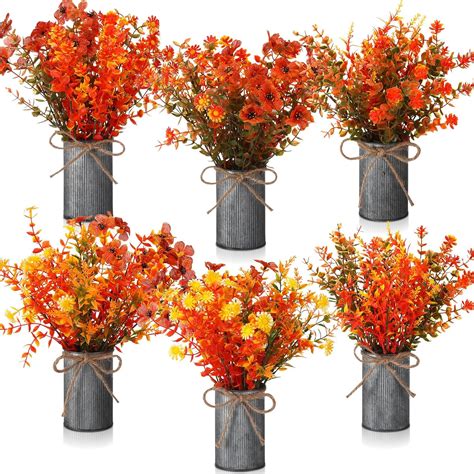 Amazon.com: Zeyune 6 Sets Artificial Fall Centerpiece for Tables 18 ...