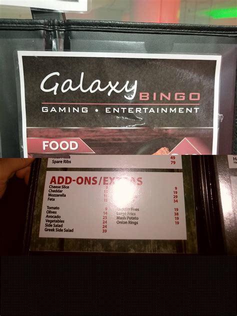 Menu at Galaxy Grill restaurant, Durban, Pavilion