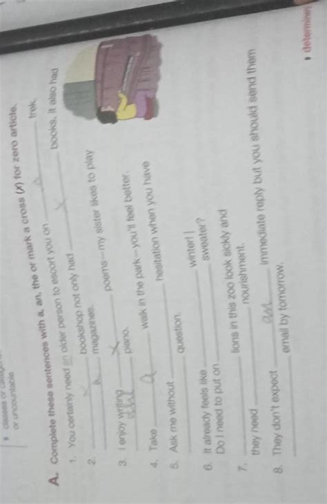 A. Complete these sentences with a, an, the or mark a cross (x) for ...