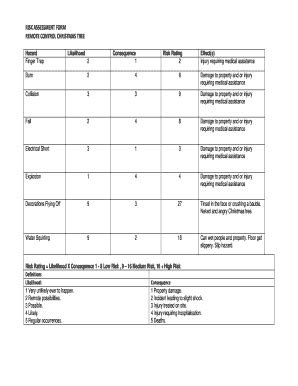 Fillable Online RISK ASSESSMENT FORM REMOTE CONTROL CHRISTMAS TREE Fax ...