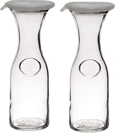 Amazon.com | Glass Water or Wine Carafe -Two 1 Liter with Silicone ...