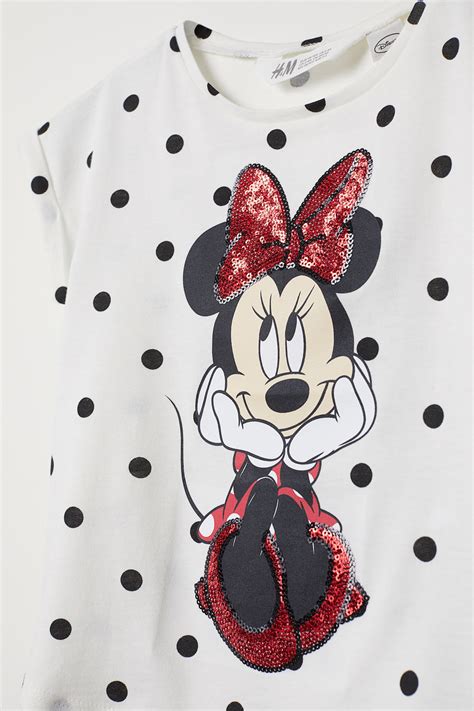 Reversible sequin T-shirt - Natural white/Minnie Mouse - Kids | H&M IN