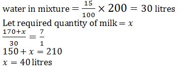 200 litres of a mixture contains 15% water and the rest is milk. The ...
