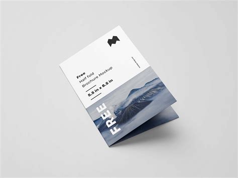 Free US Half Fold Brochure Mockup (PSD)