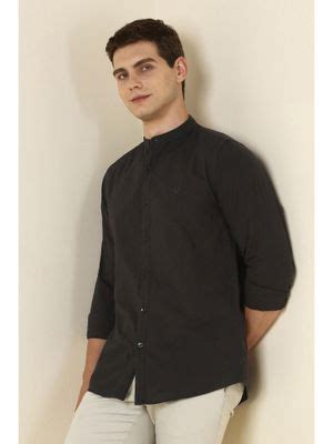 Buy Allen Solly Men Black Ultra Slim Fit Solid Full Sleeves Casual ...