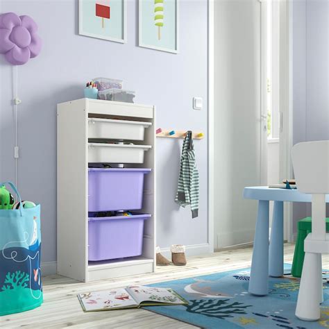 TROFAST storage combination with boxes, white white/lilac, 46x30x95 cm ...