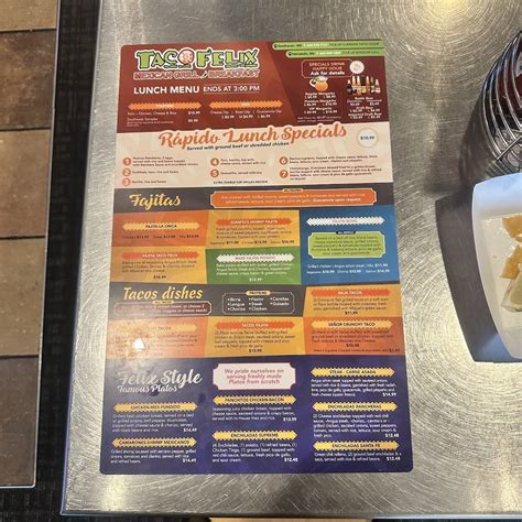 Menu at TACO FELIX 2 restaurant, Southaven
