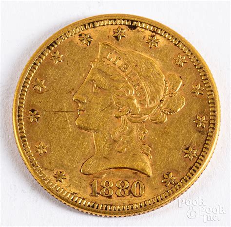 1880 Liberty Head ten dollar gold coin sold at auction on 12th April ...